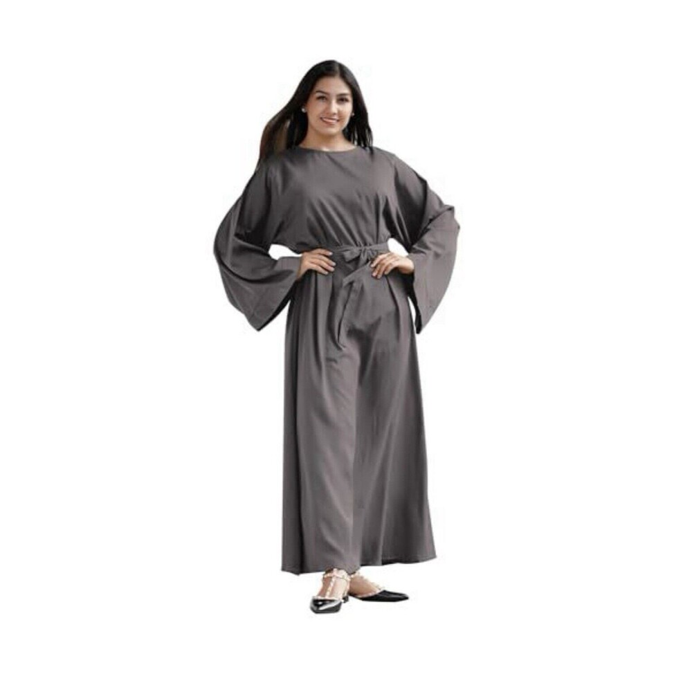 Kaftan Abaya Women’s Muslim Prayer Dress Hijab Dubai Islam 2XL Gray Flowy New